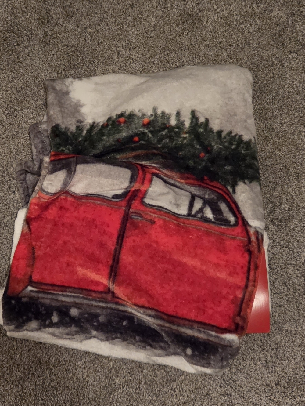 Red Vintage Car Design Holiday Throw Blanket Christmas Festive